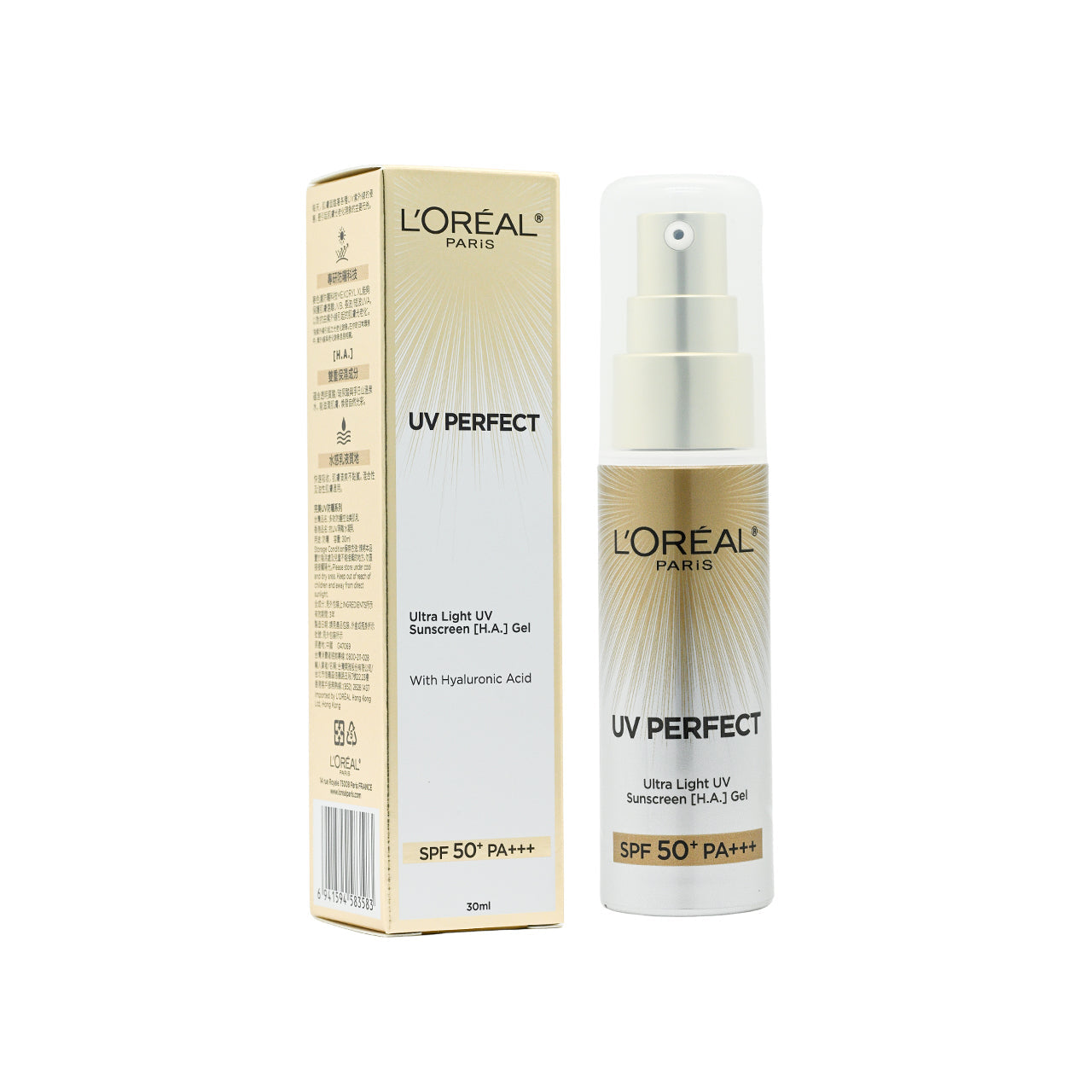 L'Oreal Pairs SPF50+ PA+++ UV Perfect Ultra Light UV Sunscreen [H.A.] Gel 30ml