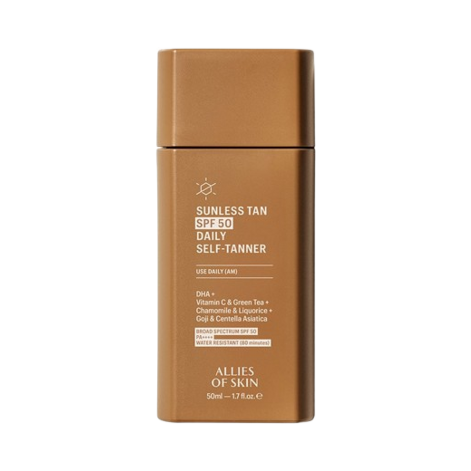 皮肤的盟友无阳光晒黑SPF 50每日自tanner