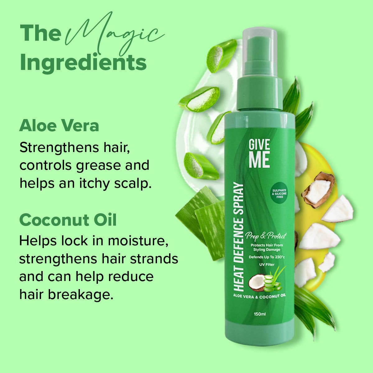 Heat Defence Spray - Aloe Vera & Coconut Oil